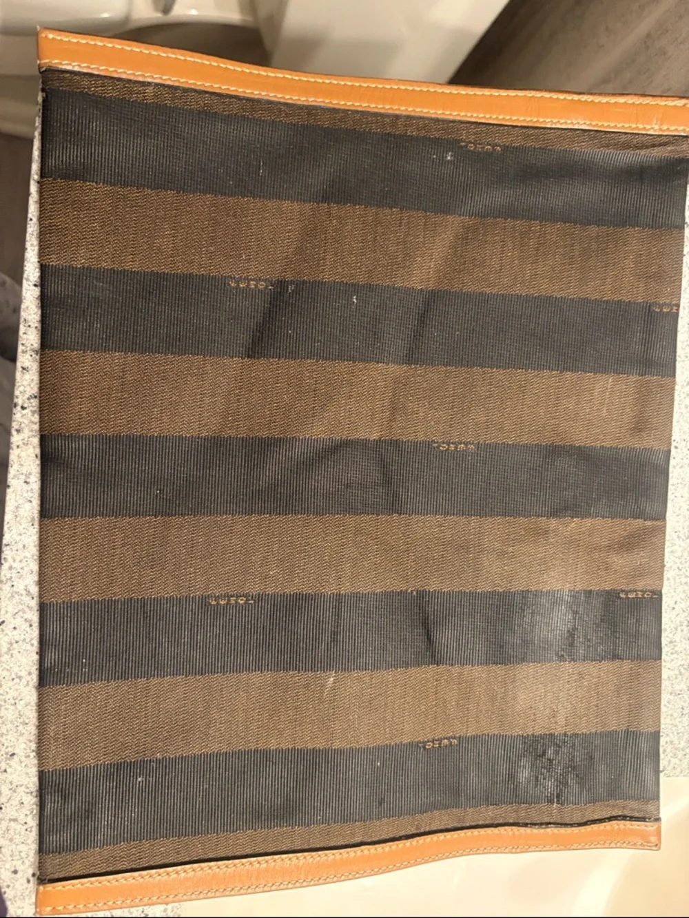 Fendi Brown & Tan Striped Canvas Document/File Carrier - Picture 2 of 4